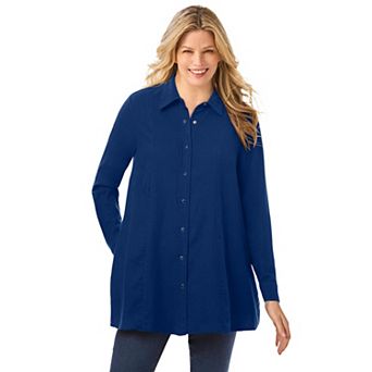 Woman Within Plus Size Swing Flannel Tunic