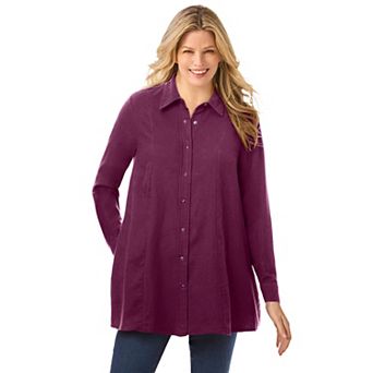 Woman Within Plus Size Swing Flannel Tunic