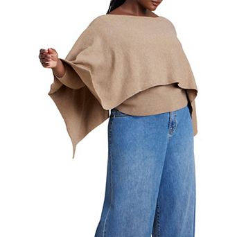 ELOQUII Women's Plus Size Layered Cape Sweater