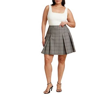 ELOQUII Women's Plus Size Pleated Mini Skirt