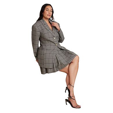 ELOQUII Women's Plus Size Pleated Mini Skirt