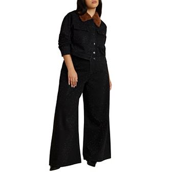 ELOQUII Women's Plus Size Embellished Rhinestone Jeans