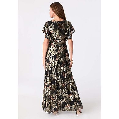 Roaman's Women's Plus Size Foil Print Mesh Dress