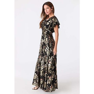 Roaman's Women's Plus Size Foil Print Mesh Dress