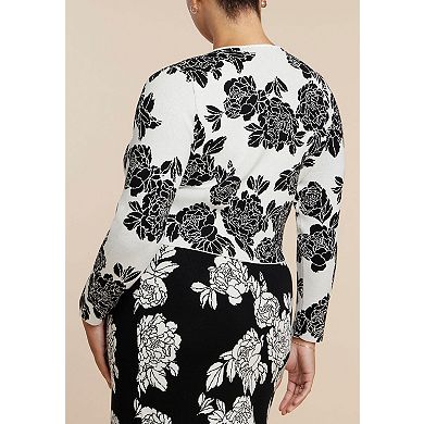 ELOQUII Women's Plus Size Intarsia Cardigan