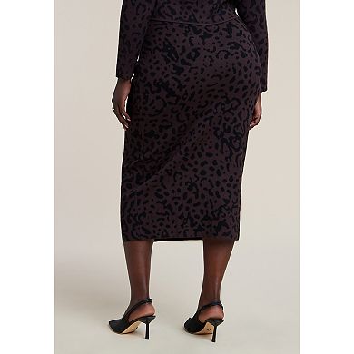ELOQUII Women's Plus Size Sweater Midi Skirt