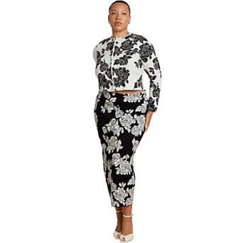 ELOQUII Women's Plus Size Sweater Midi Skirt