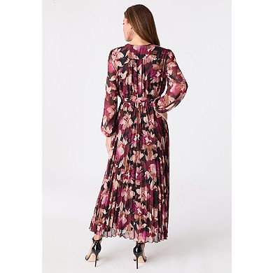 Roaman's Women's Plus Size Pleated Chiffon Maxi Dress