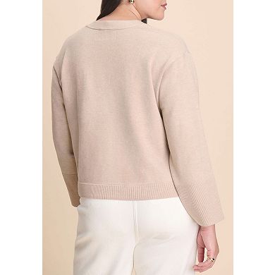 ELOQUII Women's Plus Size Wide Sleeve Cardigan With Pockets