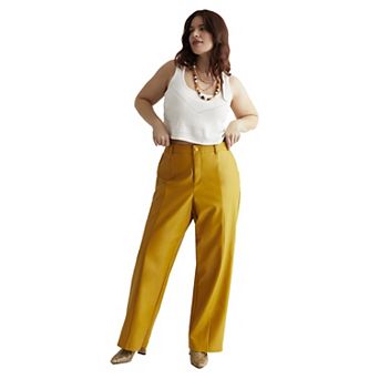 June + Vie Women's Plus Size High Waisted Faux Leather Pant
