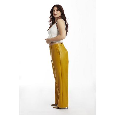June & Vie Women's Plus Size High Waisted Faux Leather Pant