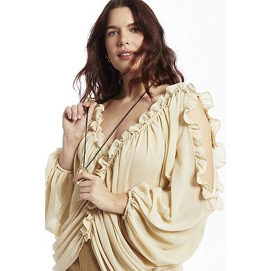 June + Vie Women's Plus Size Draped Off-The-Shoulder Blouse
