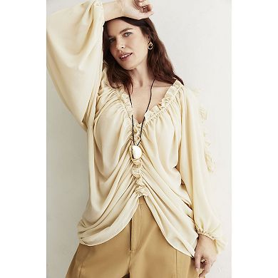 June & Vie Women's Plus Size Draped Off-The-Shoulder Blouse