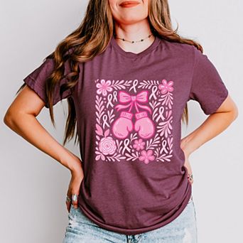 Breast Cancer Boxing Gloves - Women's Short Sleeve Graphic T-Shirt
