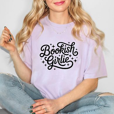 Bookish Girlie Cursive Stars - Women's Garment Dyed Graphic T-Shirt