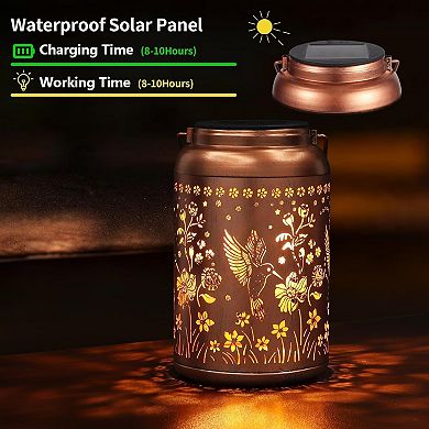 Solar Powered Hummingbird Garden Lanterns Outdoor Waterproof Hanging Decor