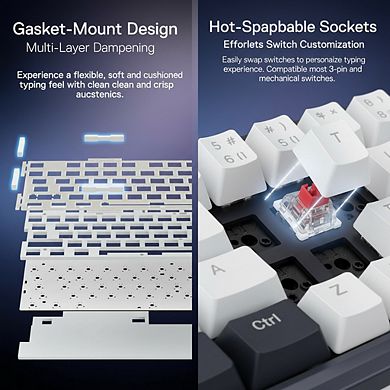 81 Key Compact Mechanical Keyboard with Three Modes Hot Swappable and Dedicated Knob