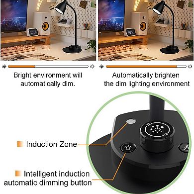 LED Desk Lamp with USB Charging 3 Color Modes Dimmable Intelligent Auto Dimming