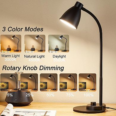 LED Desk Lamp with USB Charging 3 Color Modes Dimmable Intelligent Auto Dimming