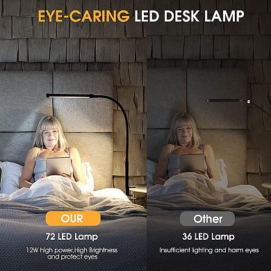 LED Desk Lamp with Clamp 3 Modes 10 Brightness Flexible Goose Neck Eye Caring