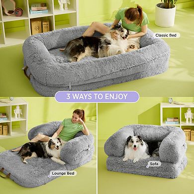 3-in-1 Folding Human Dog Bed: Versatile, Orthopedic, Waterproof, & Soft