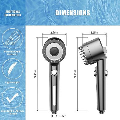 Filtered Hand Held Shower Head High Pressure with Multiple Spray Modes