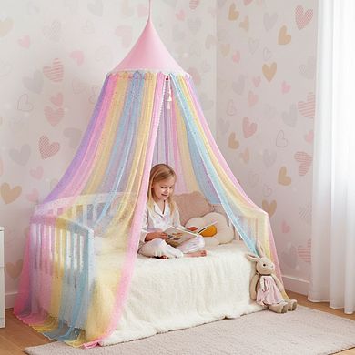 Kid's Rainbow Princess Canopy: Dreamy Play, Sleep, & Relax Space