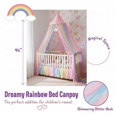 Kid's Rainbow Princess Canopy: Dreamy Play, Sleep, & Relax Space