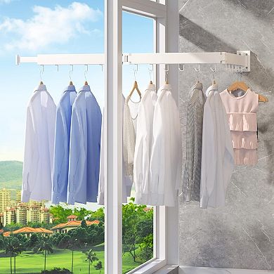 Wall Mounted Clothes Drying Rack Retractable Collapsible and Space Saving