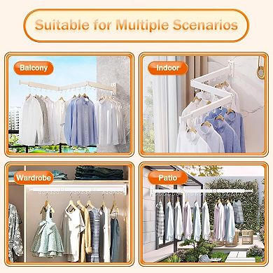Wall Mounted Clothes Drying Rack Retractable Collapsible and Space Saving