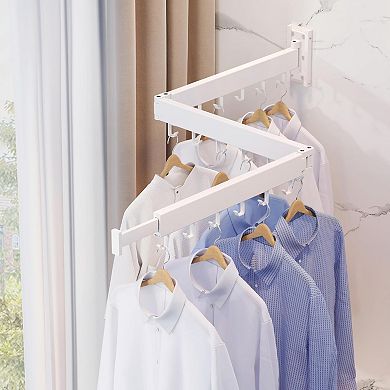 Wall Mounted Clothes Drying Rack Retractable Collapsible and Space Saving