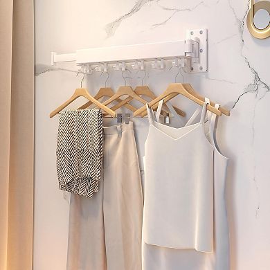 Wall Mounted Clothes Drying Rack Retractable Collapsible and Space Saving