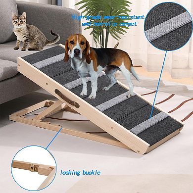 2-in-1 Pet Ramp & Stairs: Convertible, Non-Slip, Adjustable Height, Foldable, Portable