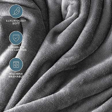 Great Ambitions Grey Luxury Microplush Fleece Blanket, Full/Queen Size, Ultra-Soft & Cozy