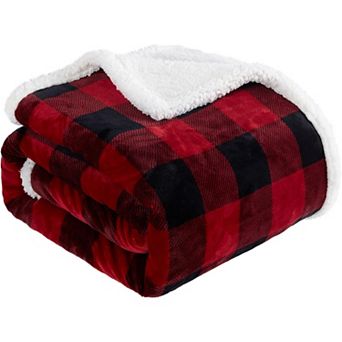 Great Ambitions Red/Black Buffalo Plaid Fleece Throw Blanket, 60"x70" Cozy Soft Flannel