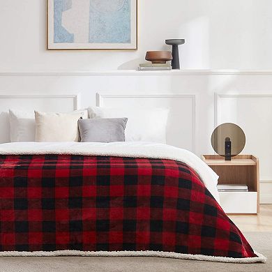 Great Ambitions Red/Black Buffalo Plaid Fleece Throw Blanket, 60"x70" Cozy Soft Flannel