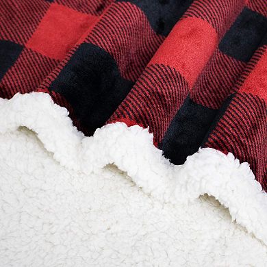 Great Ambitions Red/Black Buffalo Plaid Fleece Throw Blanket, 60"x70" Cozy Soft Flannel