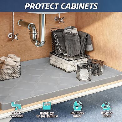 34" x 22" Leak-Proof Silicone Kitchen Sink Mat, Stain & Scratch Guard, Easy Clean