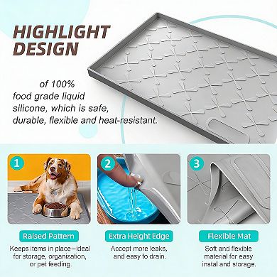 34" x 22" Leak-Proof Silicone Kitchen Sink Mat, Stain & Scratch Guard, Easy Clean