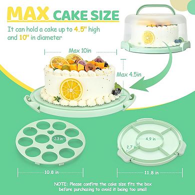 BPA Free Cake Carrier with Lid for 10 Inch Cake and Cupcakes Double Sided Base