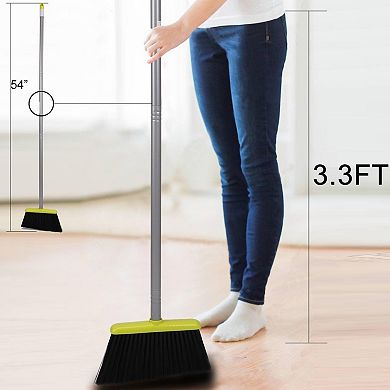 Broom and Dustpan Set Long Handle Upright Stand for Home and Office Sweeping