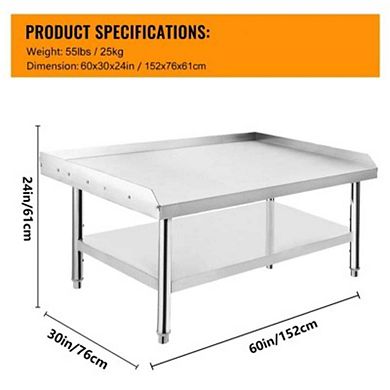 Commercial Stainless Steel Table & Heavy-Duty Equipment Stand with 1000 lb Capacity