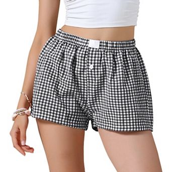 Summer Shorts for Women Gingham Buttons Comfy Breathable Beach Casual Shorts