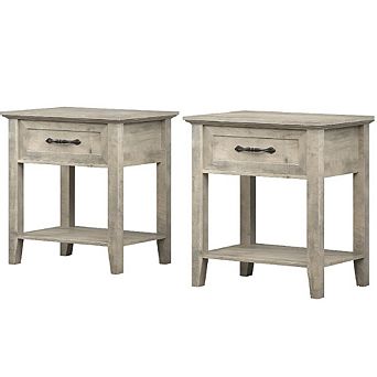 Industrial Nightstand Set of 2, Side Tables with Drawer & Storage Shelf
