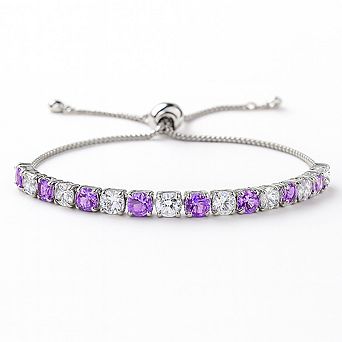Created Amethyst Adjustable Tennis Bracelet