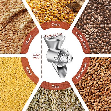 Gvode All-Metal Grain Mill Kitchen Attachment for Stand Mixer with 9 Grind Levels