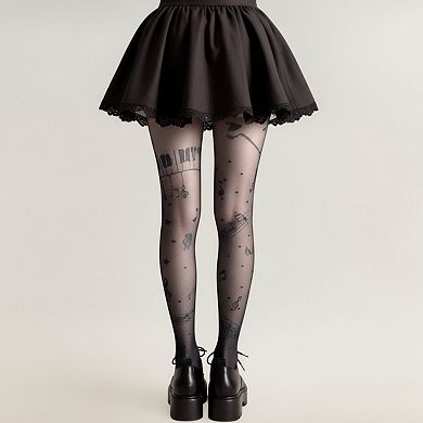 2pcs Women's Sheer Tights with Musical Note and Piano Pattern Design