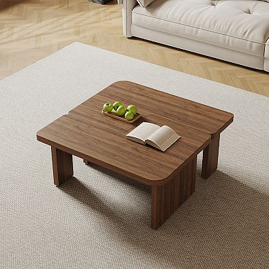 2 in 1 Square/Rectangular Center Table Modular L-Shaped Modern Nesting Coffee Table