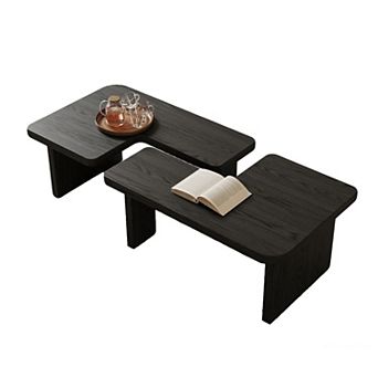 2 in 1 Square/Rectangular Center Table Modular L-Shaped Modern Nesting Coffee Table