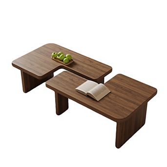 2 in 1 Square/Rectangular Center Table Modular L-Shaped Modern Nesting Coffee Table